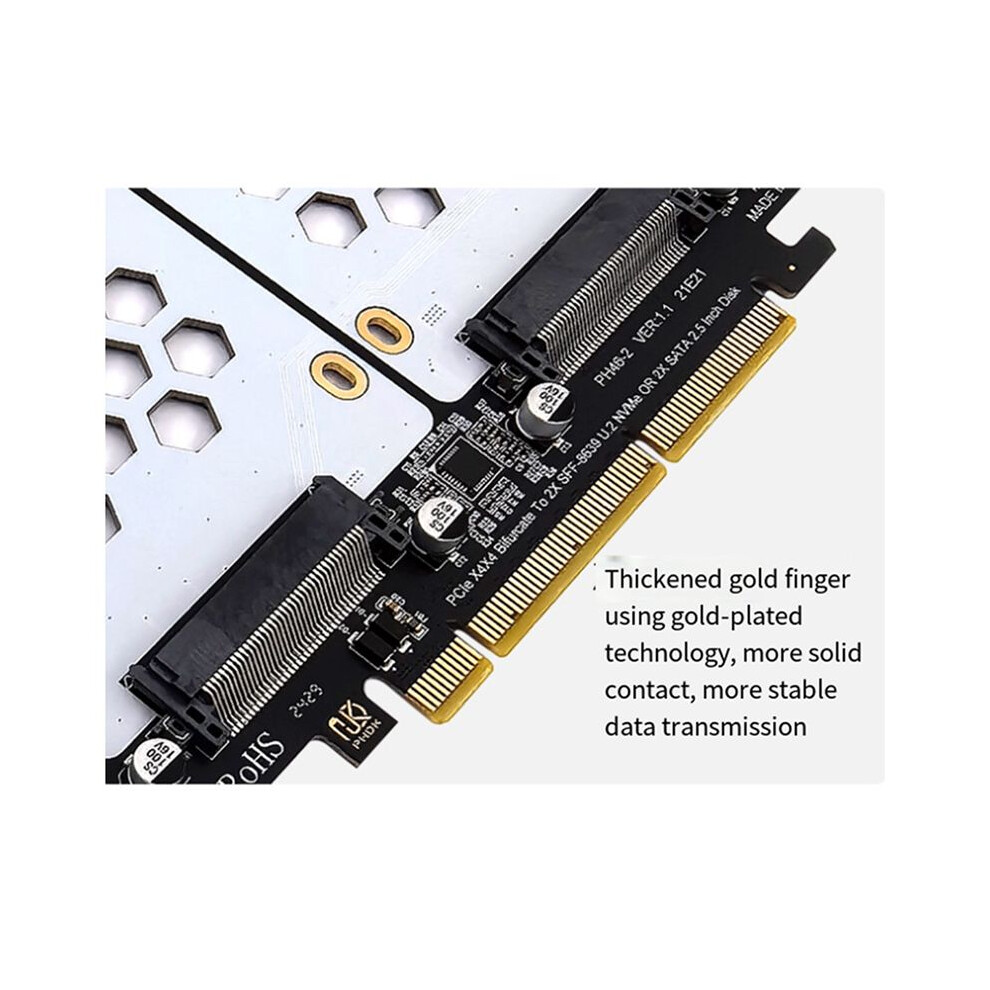 Ph46-2 Dual-Disk Sff8639 U.2 Nvme And Sata 2.5-Inch Hard Drive To Pcie4.0 Split Card 4854110133112