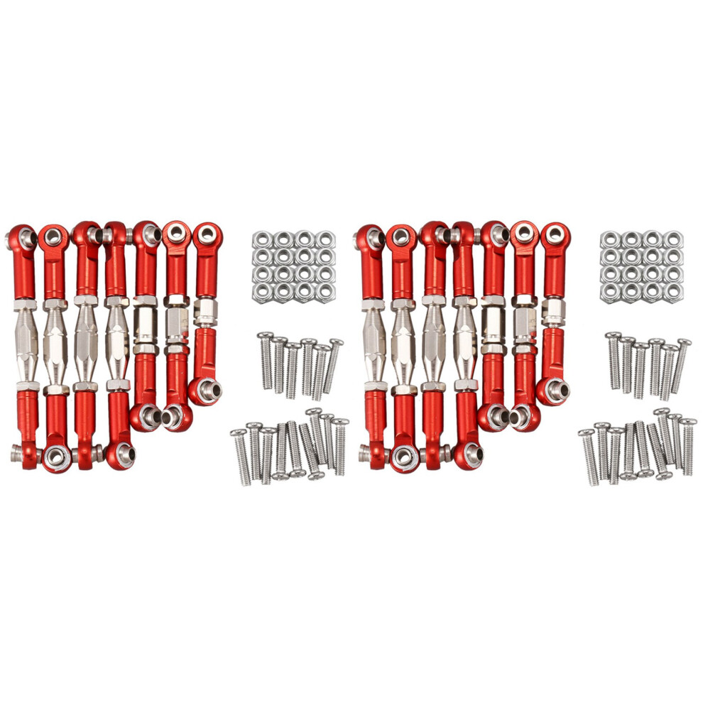 2X For Wltoys 144001 1/14 Rc Car Spare Parts Metal Linkage Servo Pull Rod Steering Tie Rod Set, Red 4711501139613