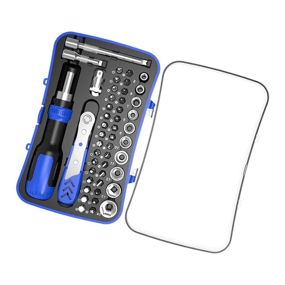 Heavy Duty Magnetic Ratcheting Screwdriver Tool-Blue 47 In 1 7696001236062