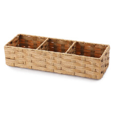 Multiuse Hand Woven Plastic Wicker Paper Basket for Bathroom Decor Countertop