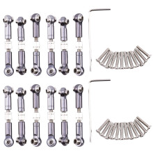 12Pcs Adjustable Metal Linkage Pull Rod Front /Rear Servo Link for A949 A959 A969 A979 K929 RC Car,Grey