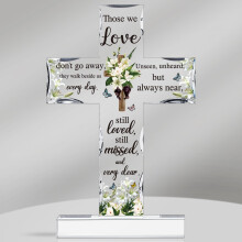 Acrylic Cross Red Cardinal Memorial Gift for Loss of Loved One Remember Me Grieving Keepsake Table Decor