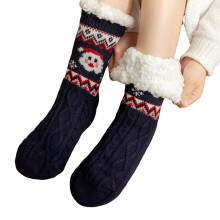 Antislip wintervloersokken Warme vakantie-ontwerpkous-Diepblauw