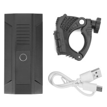 Extra helle Fahrradfrontlampe mit USB-aufladbarem Akku, wasserdichtem Design, Powerbank-Funktion und einstellbarer Helligkeit.