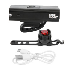 Fahrradscheinwerfer-Set mit Verriegelungssystem, USB-aufladbarer, superheller Front- und Rückleuchte, wasserdicht, mehrere Lichtmodi, Akkuanzeige