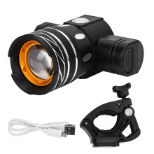 Wiederaufladbarer LED-Fahrradscheinwerfer mit USB-Ladefunktion, vorne und hinten, superhelles Licht mit 3 Modi, wasserdicht, Gehäuse aus