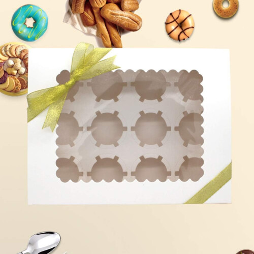 12 Grids Mini Cupcake Boxes for Take Out Dessert Boxes and Macaron Pastries 2