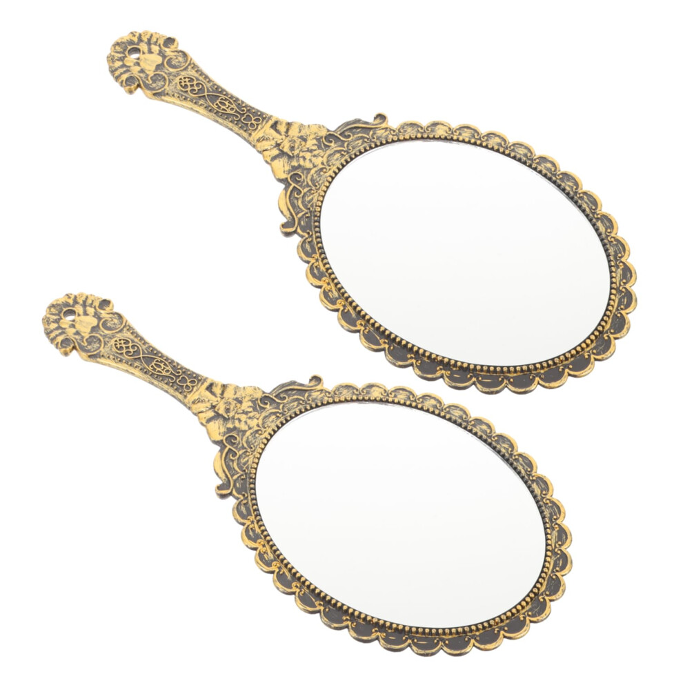 Set of 2 MakeUp Mirrors, Travel Cosmetic Mirrors, Hand Mirror with Handle