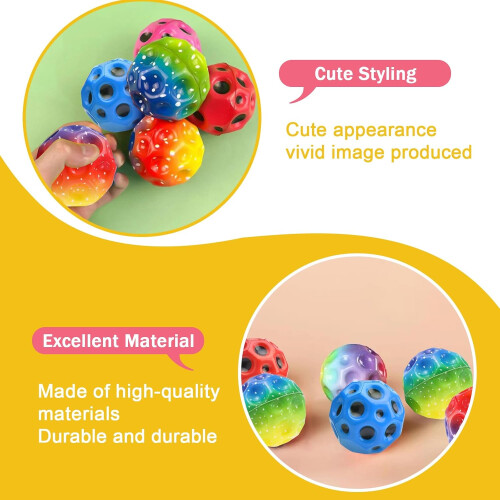 Moon Ball, Pack of 4 Gradient High Jumping Rubber Ball for 2