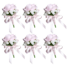 Adjustable Silk Rose Boutonniere Realistic Faux Rose-Pink