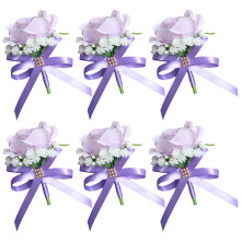 Durable and Delicate Artificial Rose Boutonniere Pin for-Purple