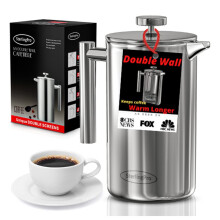 French Press Coffee Maker Double Walled 18/10 Large for Enjoy Granule-Free Coffee Stylish Rust Free Kitchen Accessory 2L