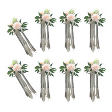 Pack of 6 Florals Chair Back Decoration with-champagne powder
