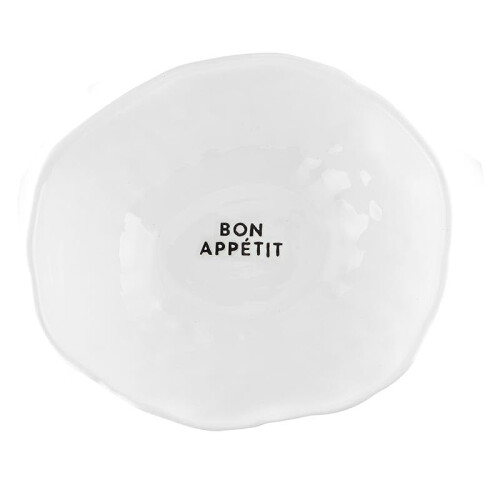 Rustic White Glazed Ceramic Serving Bowls for Bon Appetit 8' x 7'