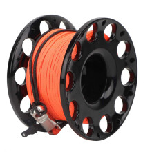 30 M diving finger spool, diver pulley, stainless steel snap clip for cave diving (black wheel)