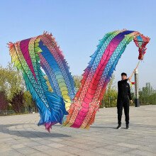 Dragon Poi with Head, 3D Silk Band Dancer, Washable, for Fitness (8m/26ft)