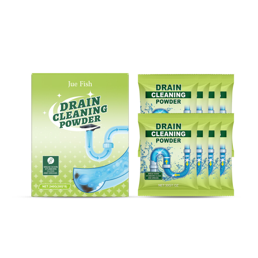 (240G (30G*8)) Sewer Unblocking Powder Kitchen Toilet Sink Drainage Cleaning Odor Pipe Unblocking Powder 6900054934327