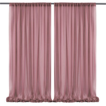 Set of 2 Chiffon Curtains, SemiTransparent Voile for Living Room (Fuchsia, 1.5x3M)