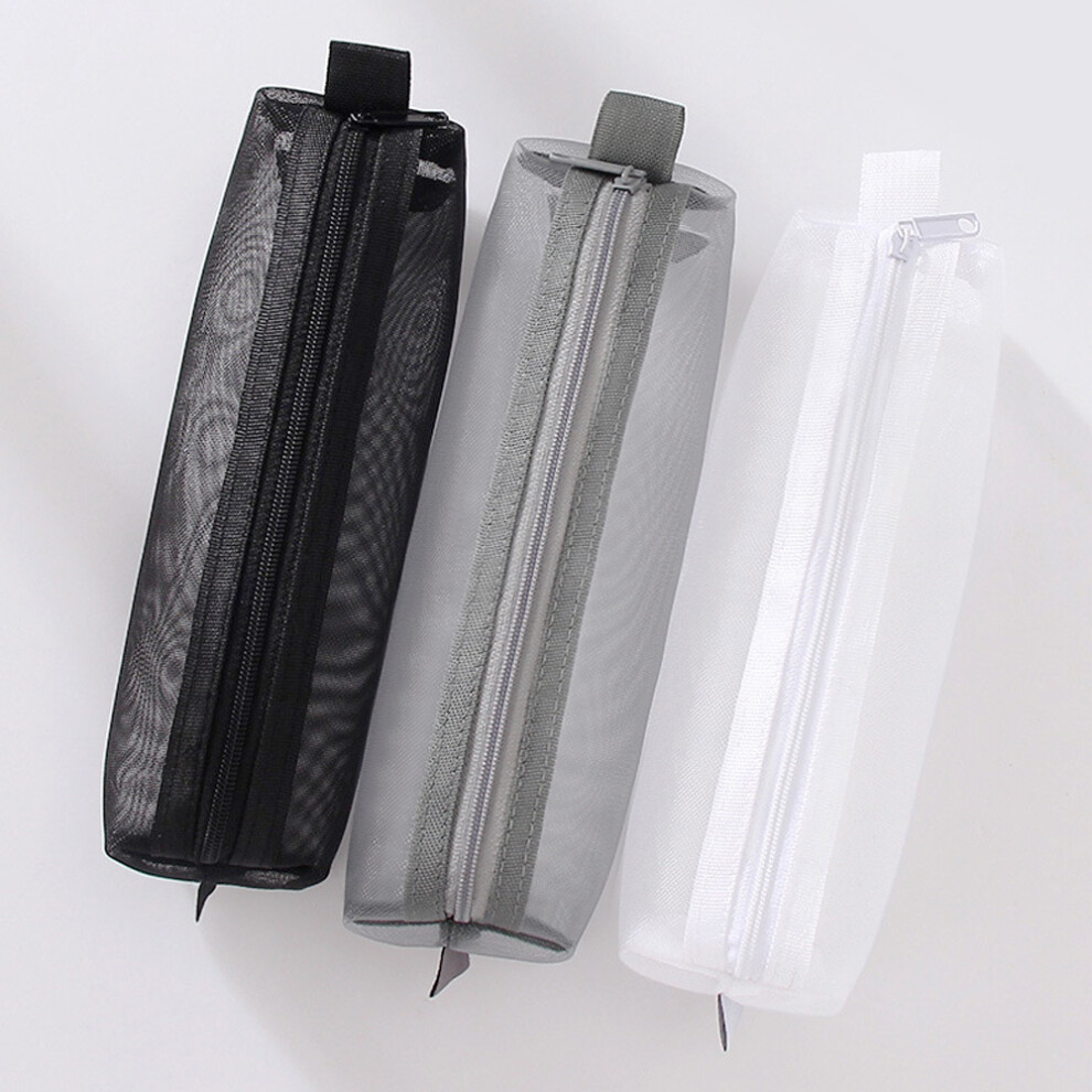 Transparent Mesh Design, Multi-Purpose Functionality, Portable Travel Cosmetic Pouches For Office Supplies, Makeup, Travel Accessories, 3Pcs Mesh Zipp