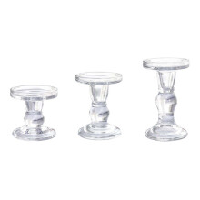 Glass Roman Column Candle Holders Set, 3Pieces Candle-Clear