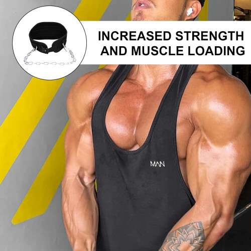 Weightlifting belt with ergonomic padding and steel chain for pullups and squats Ref: 5333 1