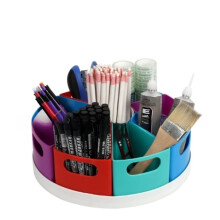 Supporto girevole artistico per materiale scolastico, organizer da scrivania e contenitore, contenitore creativo con base girevole a 360, perfetto