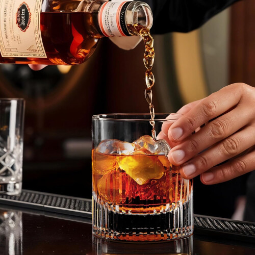 1 pair crystal cut whiskey glasses for bourbon 10.8OZ 2