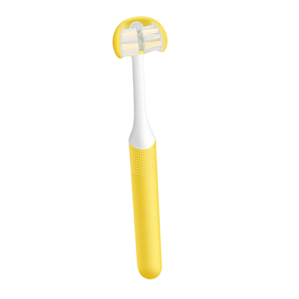 Yellow Ushaped Toothbrush With Three Bristles Oral Care Manual Toothbrush Pp