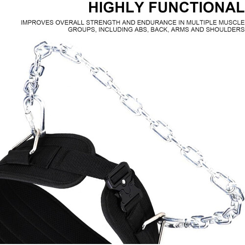 Weightlifting belt with ergonomic padding and steel chain for pullups and squats Ref: 7752 2