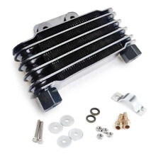 (1 set, Black) Universal Motorcycle Oil Coolers High Efficiency Metal Oil Coolers Cooling System Oil Coolers for 125CC to 250CC Bikes  Silver 1 set