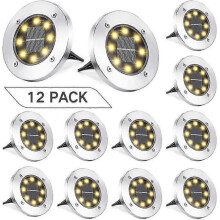 (coloured light) 8Led Outdoor Solar Garden Lights, Solar Powered Ground Warm White Lights Outdoor 12Pcs