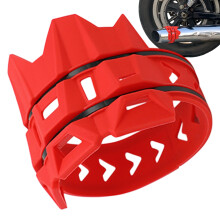 Motorcycle Exhaust Protector Heat Shield Guard with Burn Hazard Prevention Red Muffler Cover