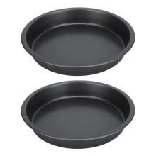 2 Pcs Carbon Steel Non Stick Deep Thickened Pizza Pan for Kitchen Bakery 9 in