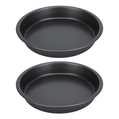 2 Pcs Carbon Steel Non Stick Deep Thickened Pizza Pan for Kitchen Bakery 9 in