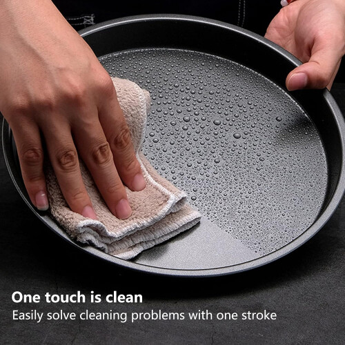 2 Pcs Carbon Steel Non Stick Deep Thickened Pizza Pan for Kitchen Bakery 9 in 2