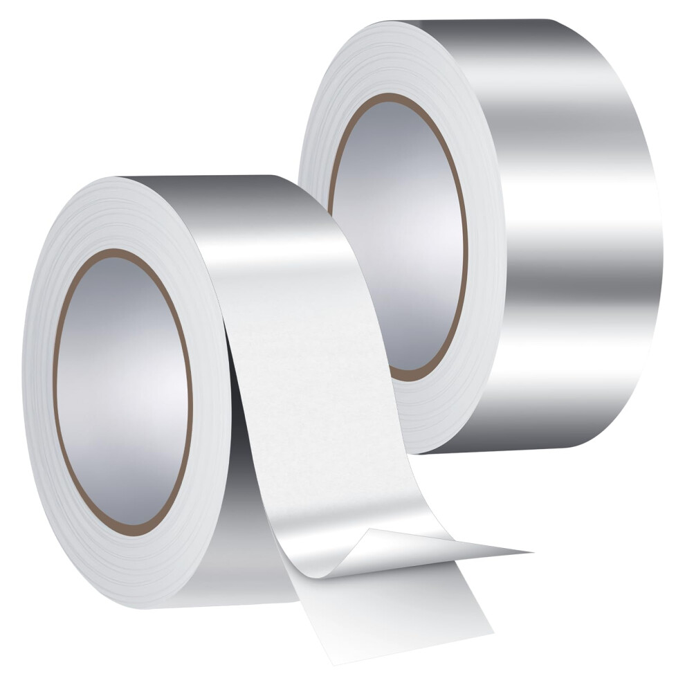 Aluminium Adhesive Tape, 2 Rolls 50 Mm X 50 M Aluminium Tape, Silver, Water For High And Low Temperatures, For Sealing, Repairing 9365049342070