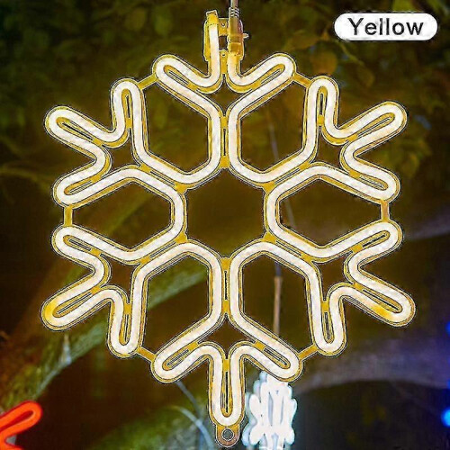 (Yellow) 40cm Large Snowflake String Light Outdoor Snowflake Led Hanging Lamp Backyard XiXi