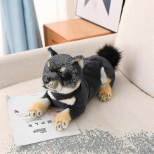 (20cm, lying black) 20/35cm Lovely Shiba Inu Dog Plush Toys Cute Sitting Lying Puppy Dolls Stuffed Soft Animal Toy Child