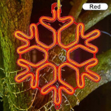 (Red) 40cm Large Snowflake String Light Outdoor Snowflake Led Hanging Lamp Backyard XiXi