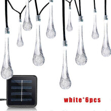(6pcs, White) Solar Power String Lights Waterproof High Brightness Decoration for Hotel Garden Outdoor