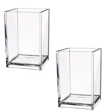 Elegant Clear Acrylic Storage Cube, Break Resistant Non Breakable Plastic Flower Vases Cubes for Home Decor, Heavy Duty Material Ensures Durability an