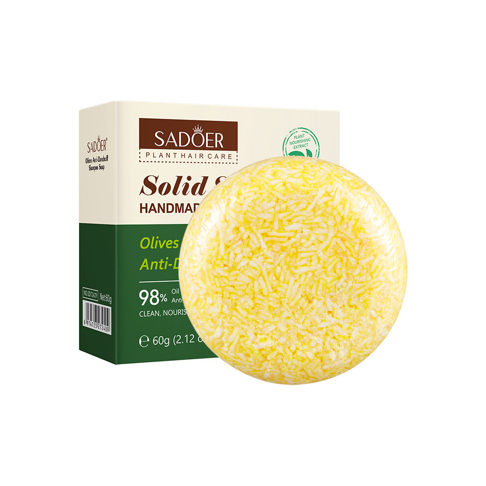 (60g, Olive) Shampoo Soap 60g SADOER Strengthens Hair Roots Deep Cleansing Hair Soap
