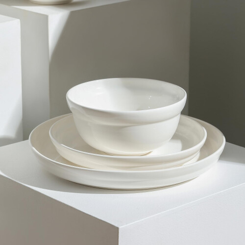 4 Piece Porcelain White Dinner Plate Set 2
