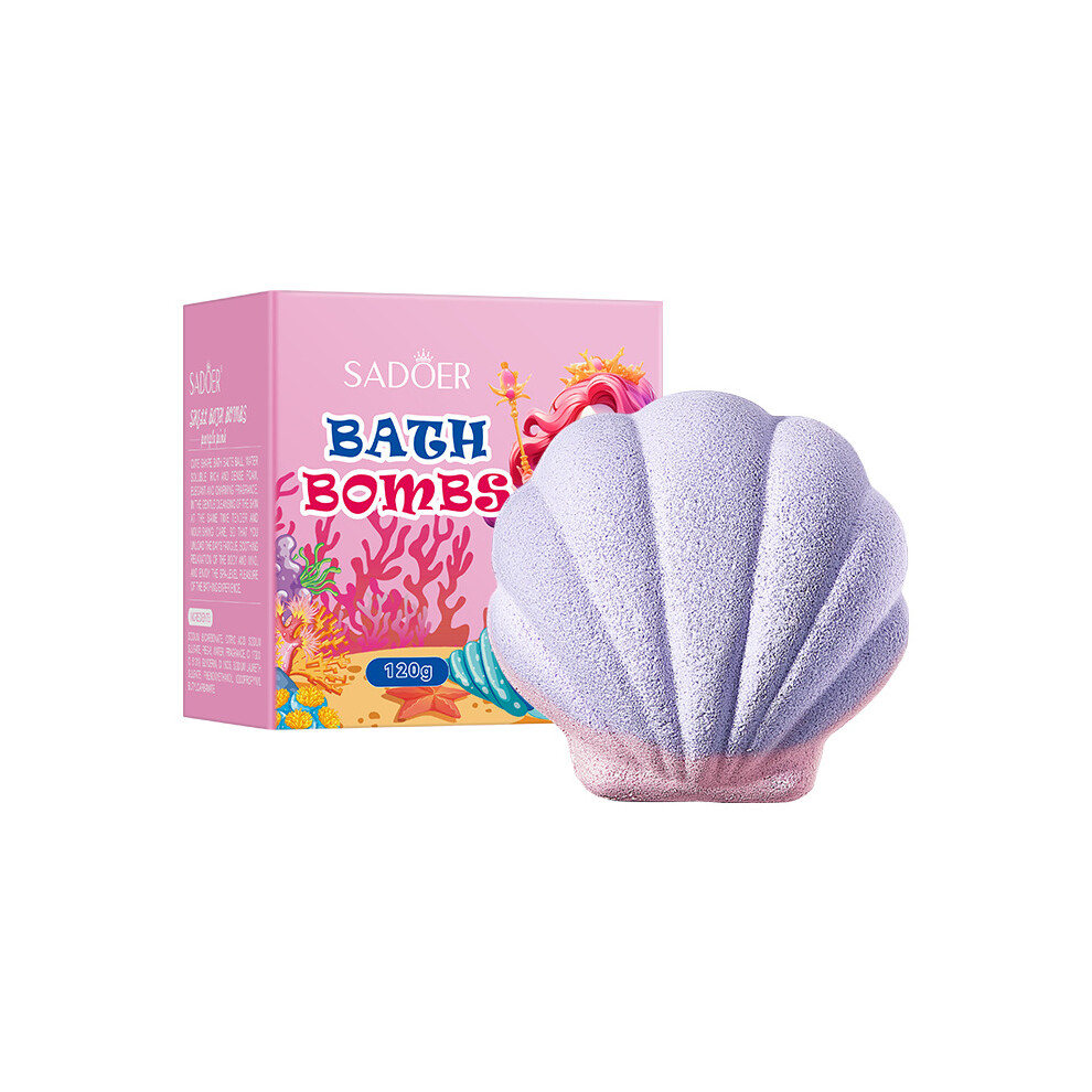 Purple ( Powder 120G) Shell Bath Salt Balls Sadoer Deep Cleansing Body Bath Salts