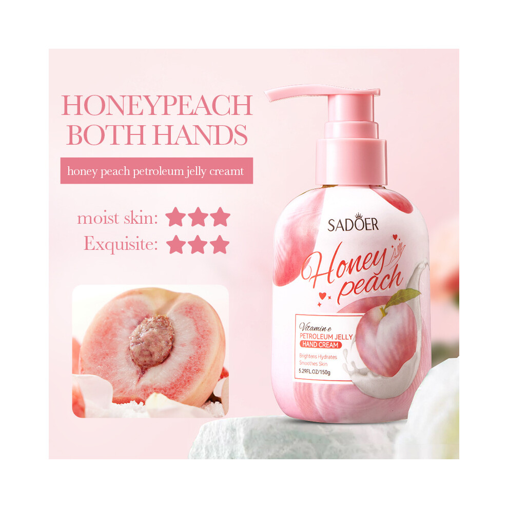 (Peach) Hand Cream 150g SADOER Hydrating Anti-Dry Crack Press Hand Cream