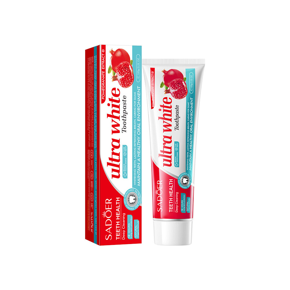 (Pomegranate) SADOER Brightening Stain Remover Toothpaste Oral Teeth Gum Protecting Plant Toothpaste