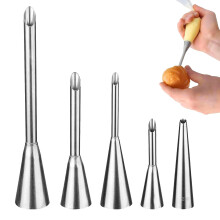Pack of 5 Piping Nozzles for Filling Jam, Doughnuts, Bread, Puff Pastry