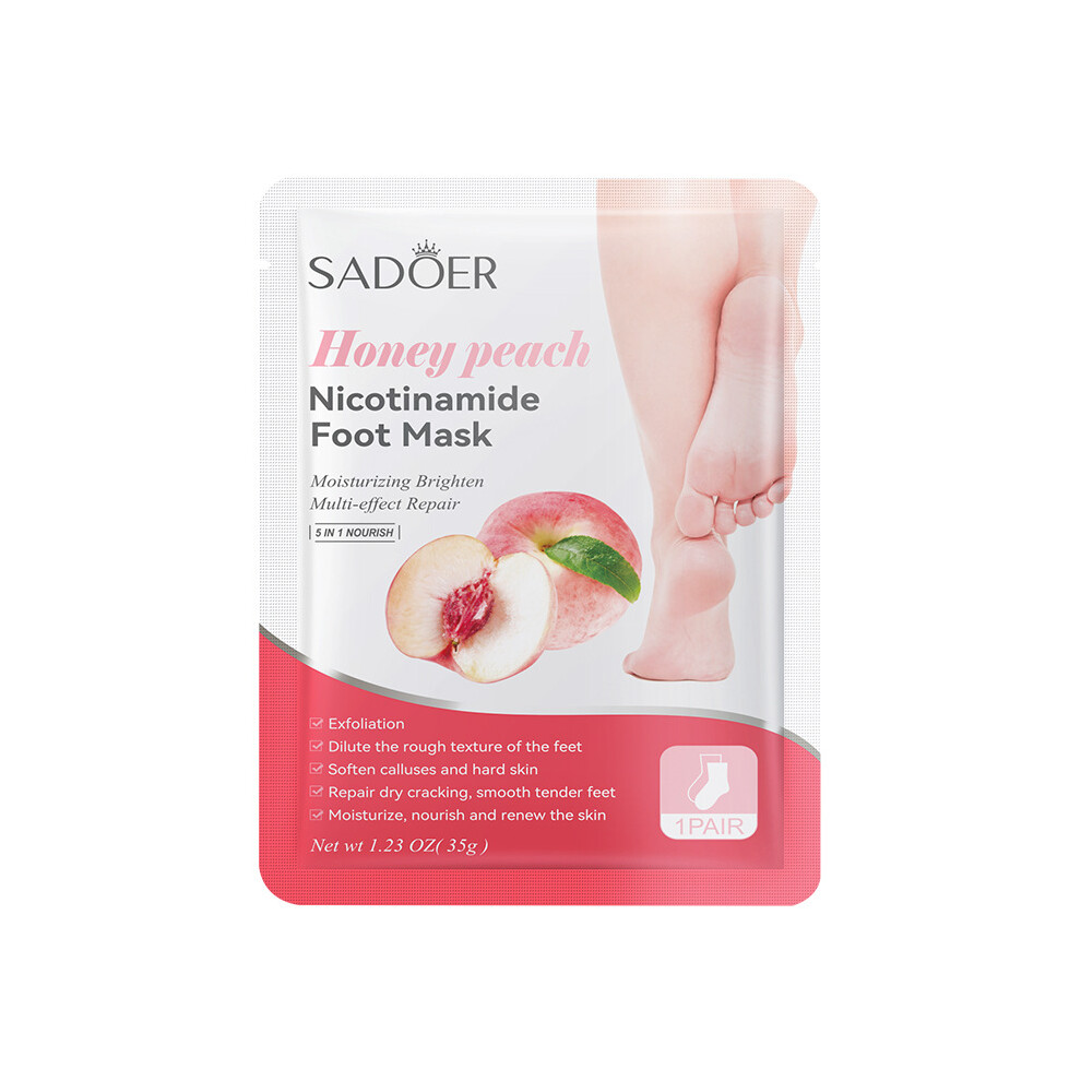 (Peach, Foot mask 35g/pair) Fruit Hand Mask and Foot Mask SADOER Avocado Strawberry Hydrating and Moisturizing