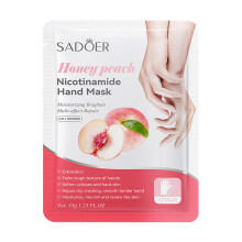 (Peach, Hand mask 35g/pair) Fruit Hand Mask and Foot Mask SADOER Avocado Strawberry Hydrating and Moisturizing