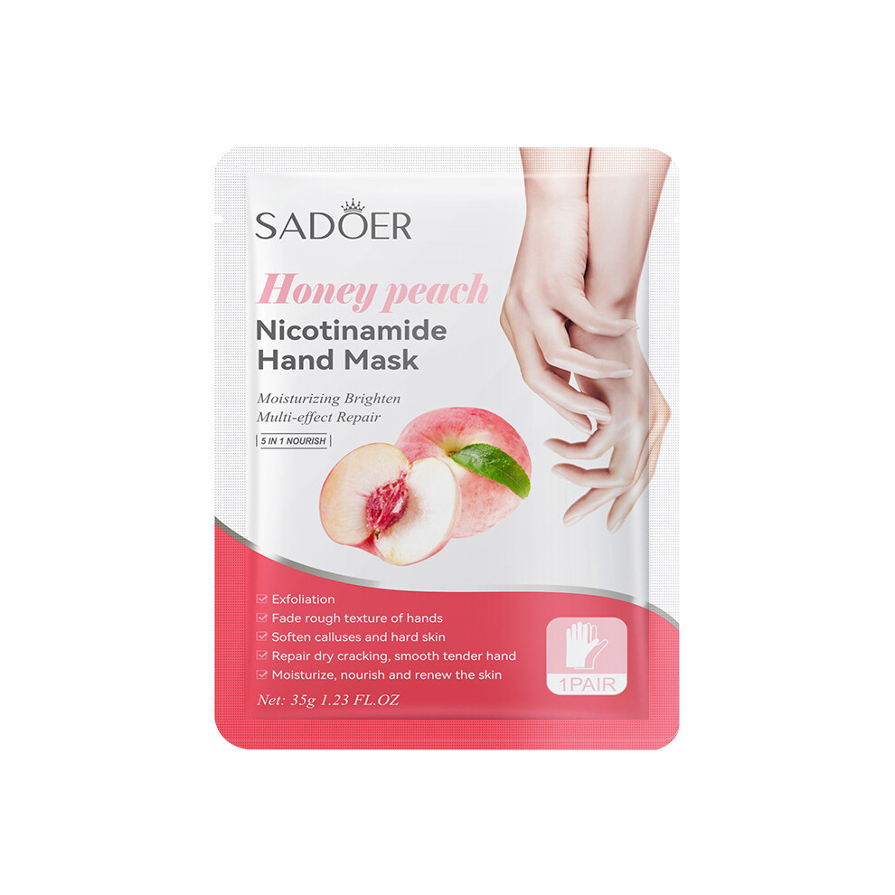 Peach (, Hand Mask 35G/Pair) Fruit Hand Mask And Foot Mask Sadoer Avocado Strawberry Hydrating And Moisturizing